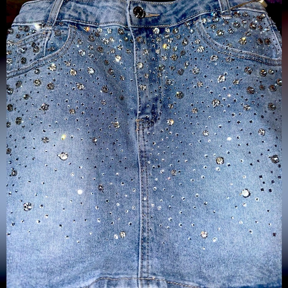 Light blue denim skirt